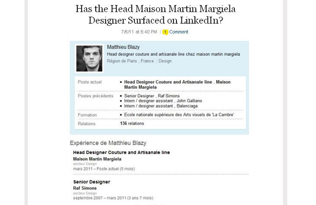 Maison Martin Margiela』のヘッドデザイナーが意外なルートにより