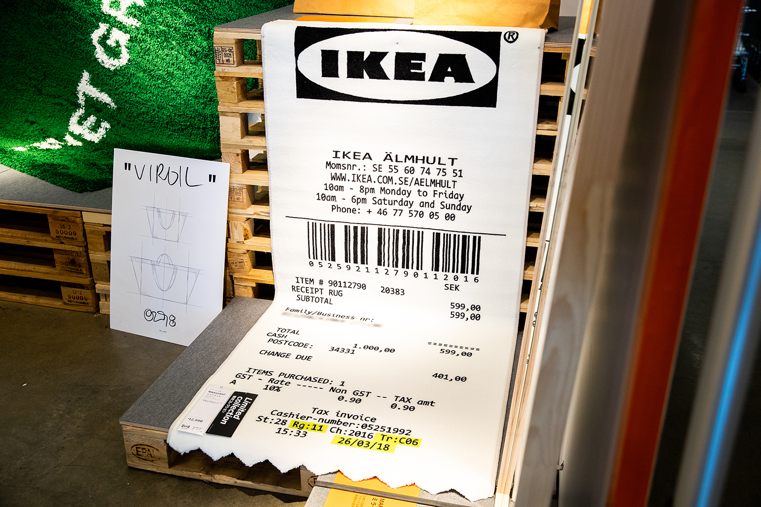 IKEA Markerad イケア　ラグパイル短　レシート　白