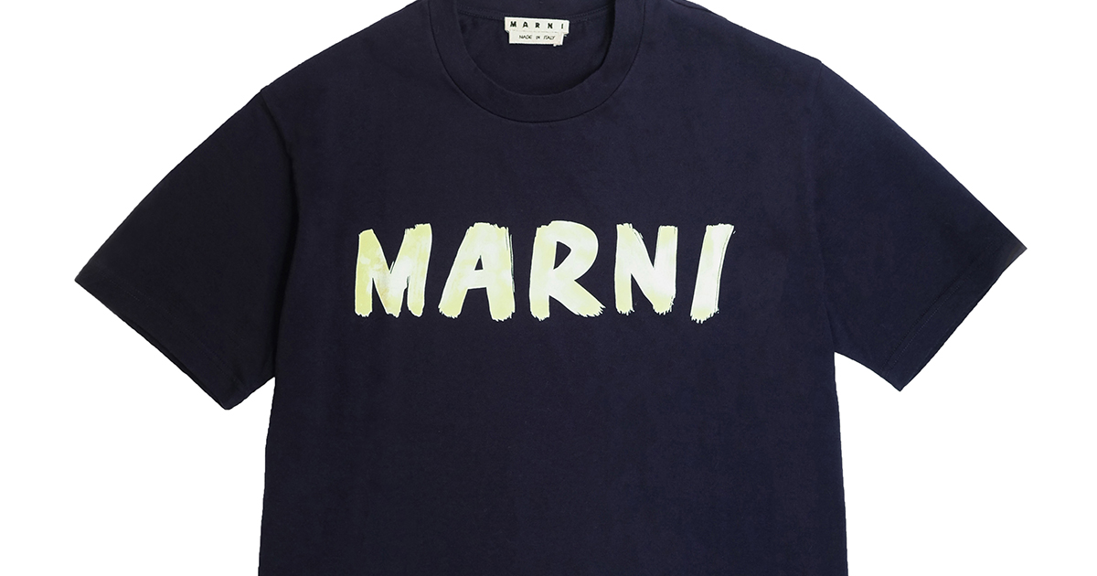 【定番デザイン】マルニ☆ ブラッシュロゴTシャツ☆XL相当☆ハンドペイント この夏はMARNIのハンドペイントロゴTシャツを着て過ごす