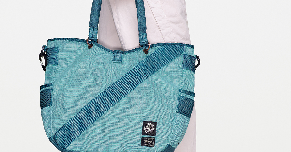 PORTER × STONE ISLAND コラボ　2way トートバッグ ストーンアイランド×ポーターの撥水バッグ、光を反射するバック