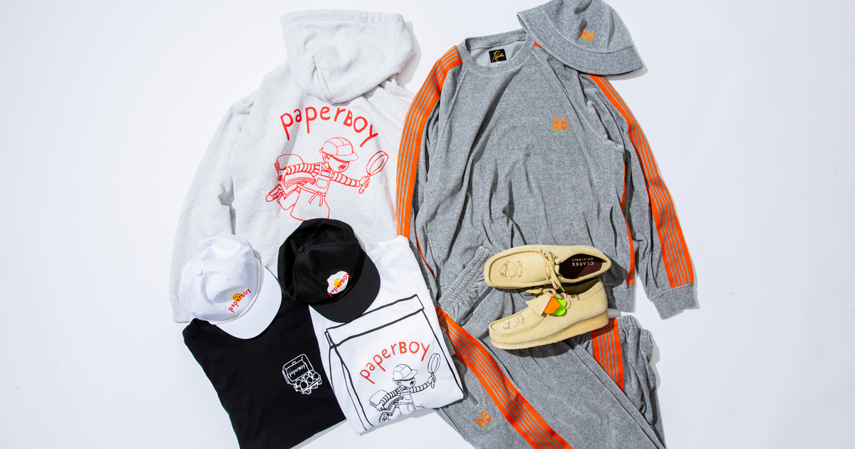 NEEDLES、Clarksとのトリプルコラボアイテムも登場。PAPERBOYと NEEDLES、Clarksとのトリプルコラボアイテムも登場。PAPERBOYと