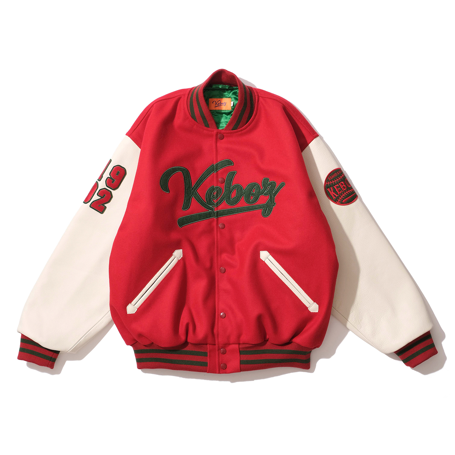 袖丈67cm大幅値下げKEBOZ MELTON LEATHER VARSITY JACKET