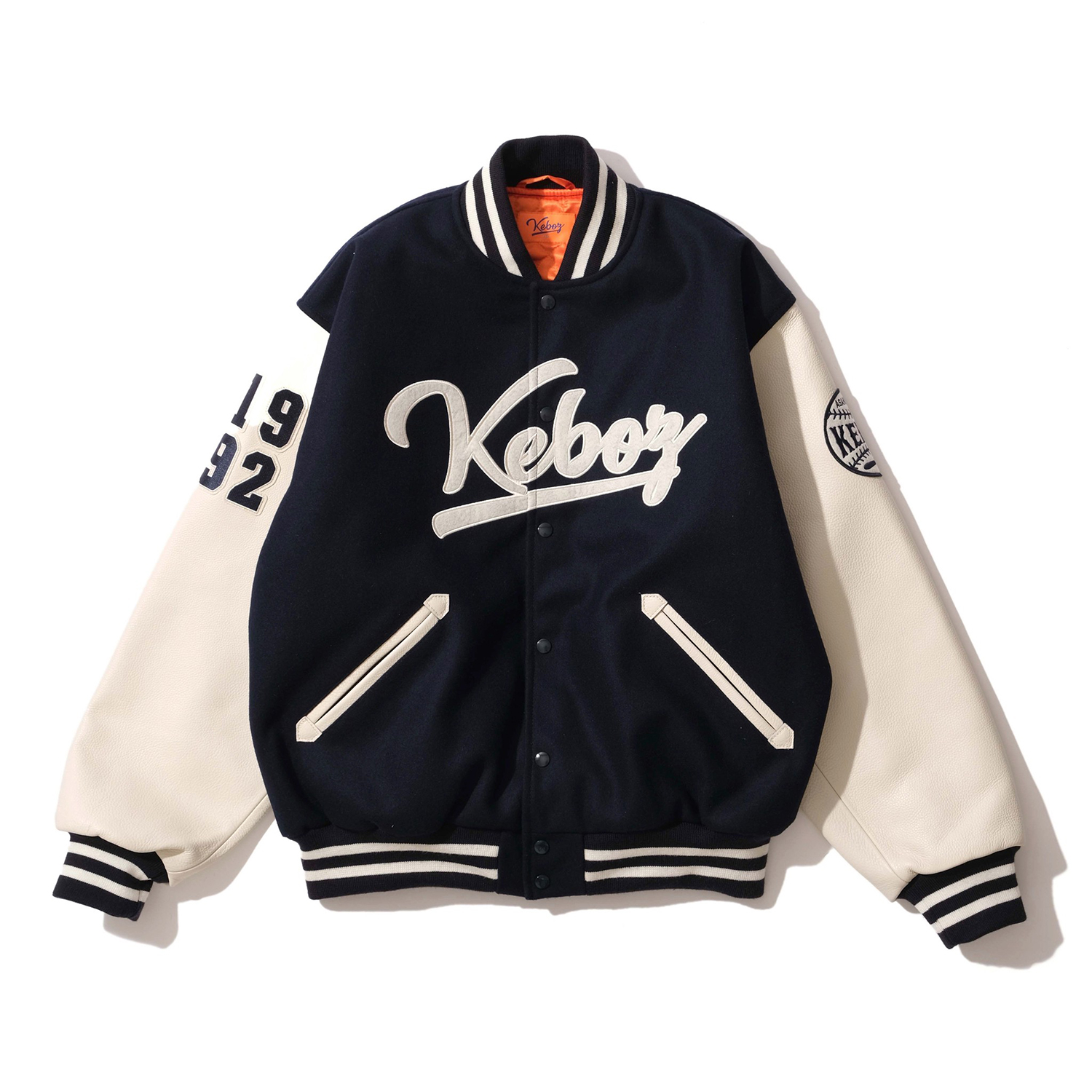 KEBOZ MELTON STADIUM JACKET ネイビー - スタジャン