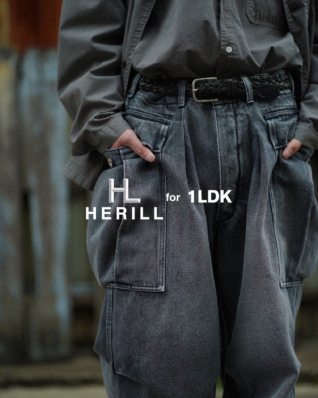 HERILL ヘリル 15oz DENIM CARGOPANTS NATURAL | hartwellspremium.com