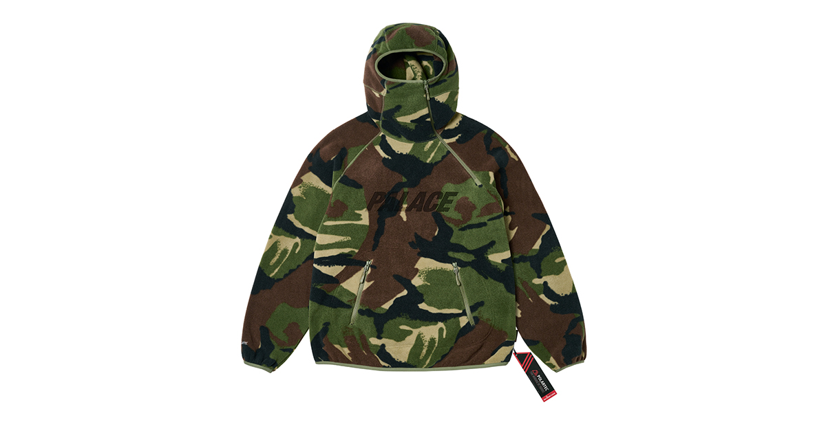 palace skateboards パレス 迷彩 フリース フルジップ S｜メンズ